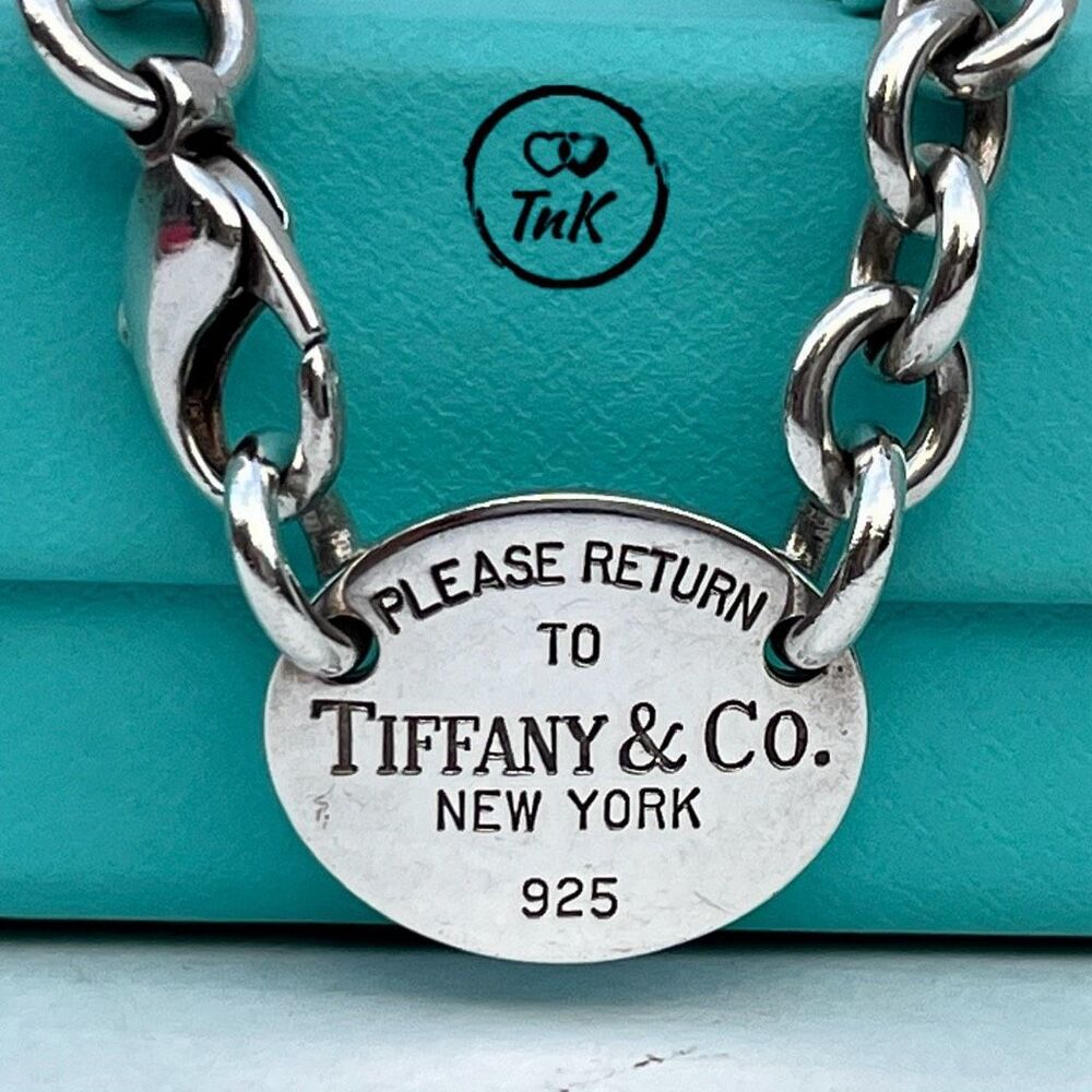 Tiffany & Co Return To Tiffany Oval Tag Choker Necklace- 925 Silver - 15.5" - Picture 5 of 16